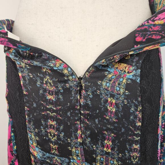 BCBGeneration Asymmetrical Lace Boho Floral Tapestry Sheer Chiffon Maxi Skirt S - Picture 8 of 13